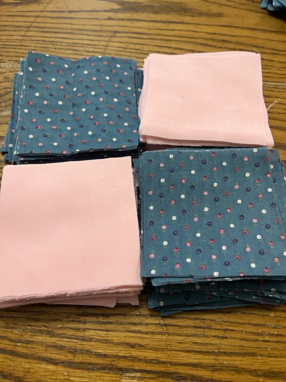 Cottagecore vintage print cotton Pink and blue Quilting Fabric Squares - Picture 4 of 4